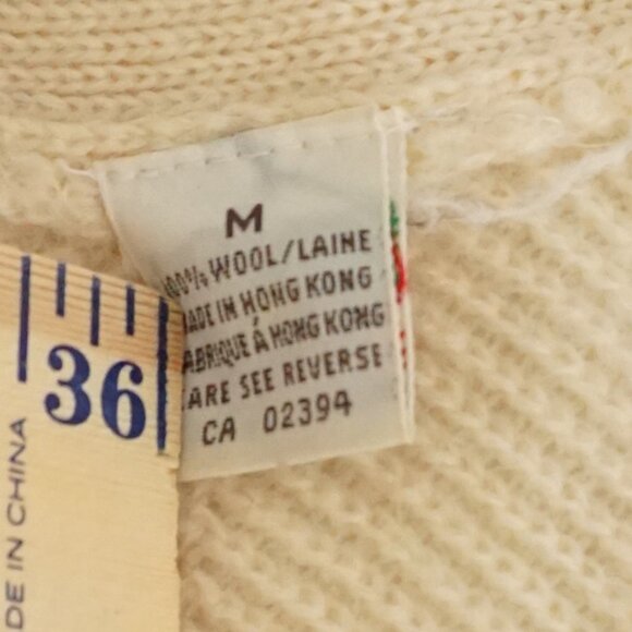 Yves Saint Laurent Cream Luxury Designer Minimalist 100% Wool Cardigan Sweater M - Picture 5 of 11